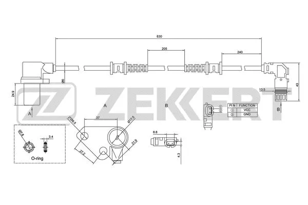SE-6137 ZEKKERT Датчик, частота вращения колеса (фото 1)