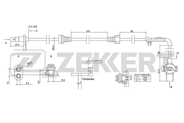 SE-6150 ZEKKERT Датчик, частота вращения колеса (фото 1)