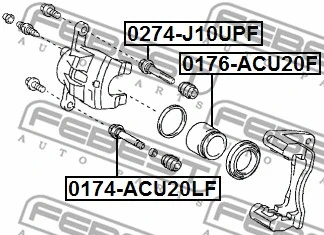 0174-ACU20LF FEBEST Направляющий болт, корпус скобы тормоза (фото 2)