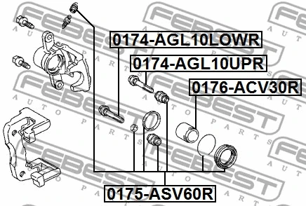 0174-AGL10LOWR FEBEST Направляющий болт, корпус скобы тормоза (фото 2)