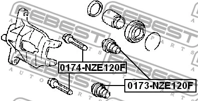 0174-NZE120F FEBEST Направляющий болт, корпус скобы тормоза (фото 2)