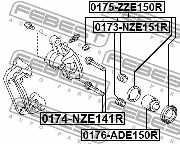 0174-NZE141R FEBEST Направляющий болт, корпус скобы тормоза (фото 2)
