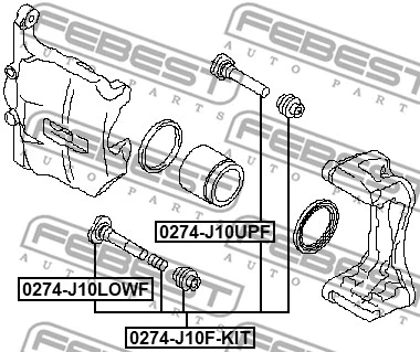 0274-J10F-KIT FEBEST Направляющий болт, корпус скобы тормоза (фото 2)