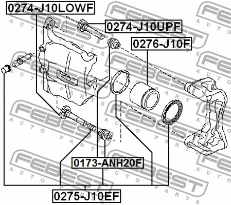 0274-J10LOWF FEBEST Направляющий болт, корпус скобы тормоза (фото 2)