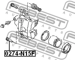 0274-N15F FEBEST Направляющий болт, корпус скобы тормоза (фото 2)