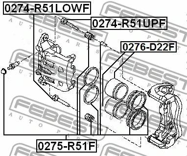 0274-R51LOWF FEBEST Направляющий болт, корпус скобы тормоза (фото 2)