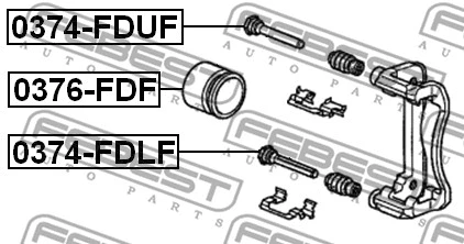 0374-FDLF FEBEST Направляющий болт, корпус скобы тормоза (фото 2)