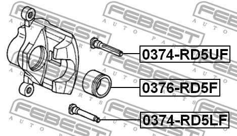 0374-RD5LF FEBEST Направляющий болт, корпус скобы тормоза (фото 2)