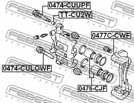 0474-CUUPF FEBEST Направляющий болт, корпус скобы тормоза (фото 2)