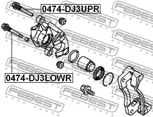 0474-DJ3LOWR FEBEST Направляющий болт, корпус скобы тормоза (фото 2)