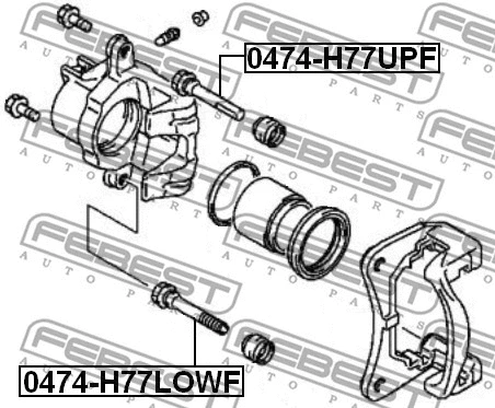 0474-H77LOWF FEBEST Направляющий болт, корпус скобы тормоза (фото 2)