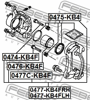 0474-KB4F FEBEST Направляющий болт, корпус скобы тормоза (фото 2)
