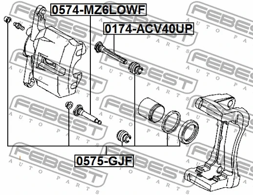 0574-MZ6LOWF FEBEST Направляющий болт, корпус скобы тормоза (фото 2)