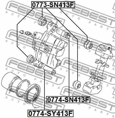 0774-SY413F FEBEST Направляющий болт, корпус скобы тормоза (фото 2)