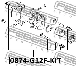 0874-G12F-KIT FEBEST Направляющий болт, корпус скобы тормоза (фото 2)