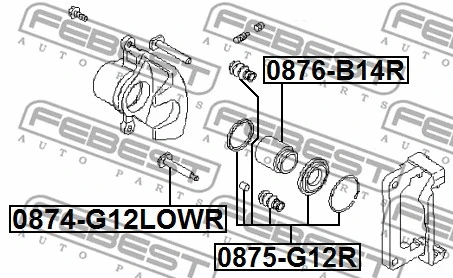 0874-G12LOWR FEBEST Направляющий болт, корпус скобы тормоза (фото 2)