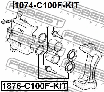 1074-C100F-KIT FEBEST Направляющий болт, корпус скобы тормоза (фото 2)