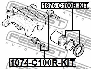 1074-C100R-KIT FEBEST Направляющий болт, корпус скобы тормоза (фото 2)