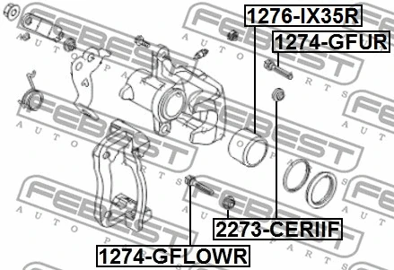 1274-GFLOWR FEBEST Направляющий болт, корпус скобы тормоза (фото 2)