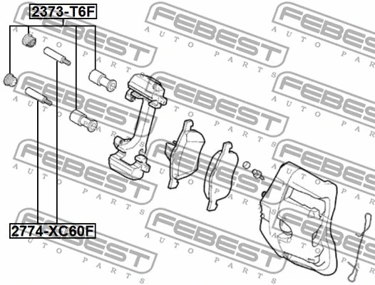 2774-XC60F FEBEST Направляющий болт, корпус скобы тормоза (фото 2)