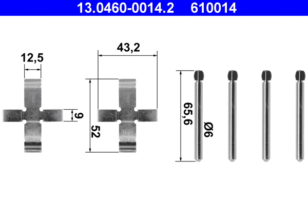 13.0460-0014.2 ATE Комплектующие, колодки дискового тормоза (фото 1)