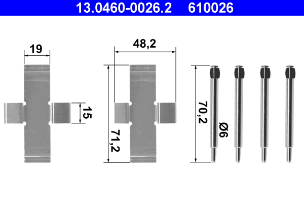 13.0460-0026.2 ATE Комплектующие, колодки дискового тормоза (фото 1)