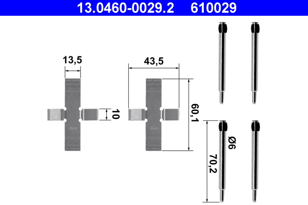 13.0460-0029.2 ATE Комплектующие, колодки дискового тормоза (фото 1)
