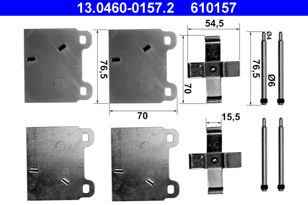 13.0460-0157.2 ATE Комплектующие, колодки дискового тормоза (фото 1)