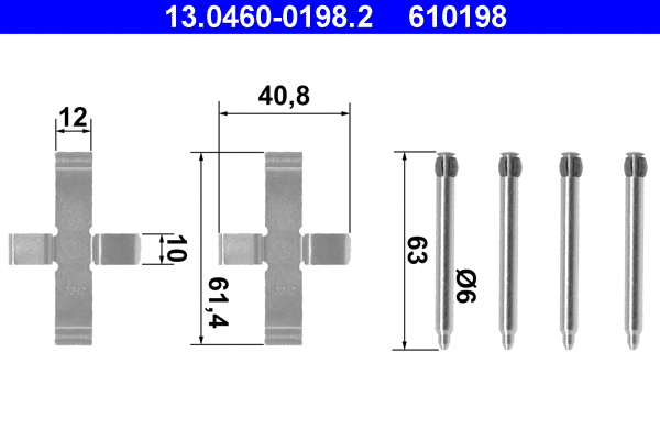 13.0460-0198.2 ATE Комплектующие, колодки дискового тормоза (фото 1)