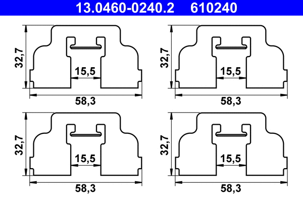 13.0460-0240.2 ATE Комплектующие, колодки дискового тормоза (фото 1)