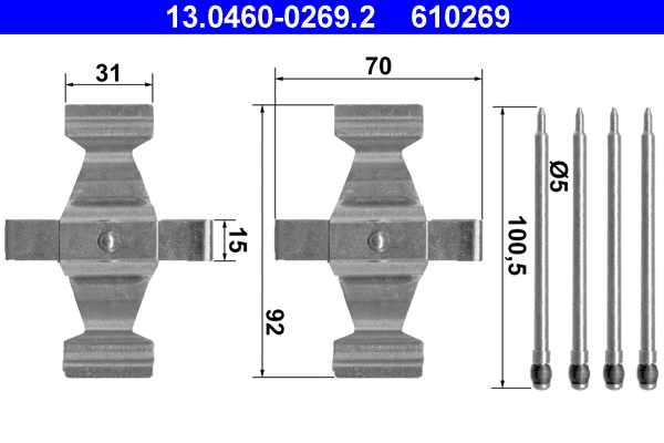 13.0460-0269.2 ATE Комплектующие, колодки дискового тормоза (фото 1)