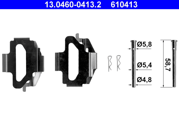 13.0460-0413.2 ATE Комплектующие, колодки дискового тормоза (фото 1)