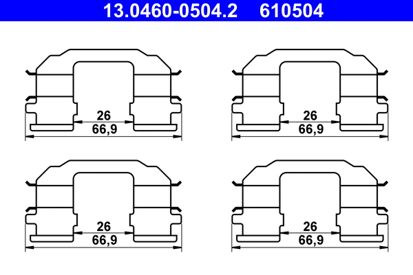 13.0460-0504.2 ATE Комплектующие, колодки дискового тормоза (фото 1)