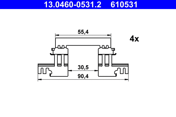 13.0460-0531.2 ATE Комплектующие, колодки дискового тормоза (фото 1)