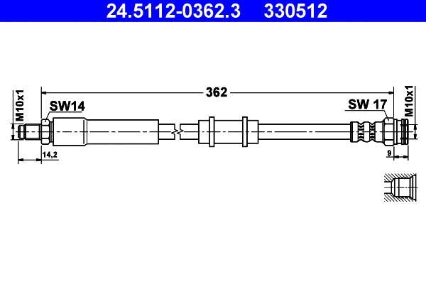 24.5112-0362.3 ATE Тормозной шланг (фото 1)