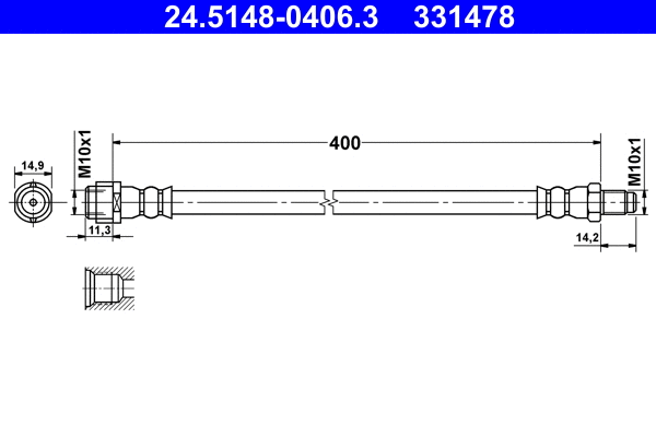 24.5148-0406.3 ATE Тормозной шланг (фото 1)