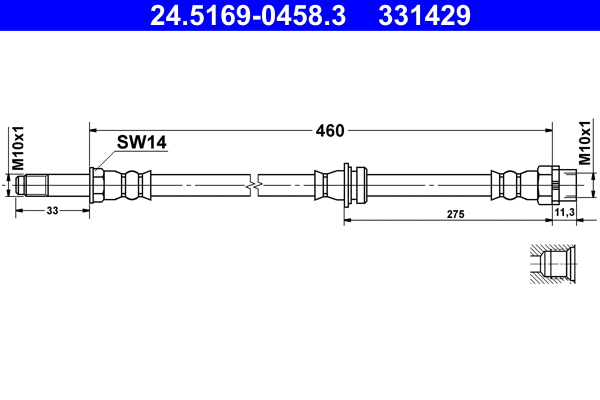 24.5169-0458.3 ATE Тормозной шланг (фото 1)