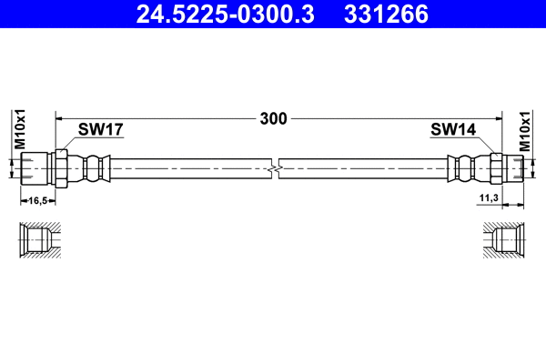 24.5225-0300.3 ATE Тормозной шланг (фото 1)