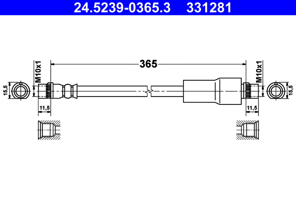 24.5239-0365.3 ATE Тормозной шланг (фото 1)