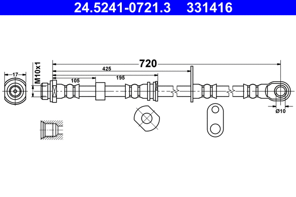 24.5241-0721.3 ATE Тормозной шланг (фото 1)
