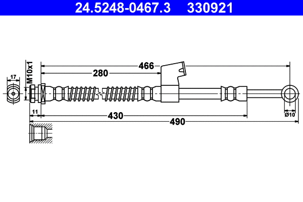 24.5248-0467.3 ATE Тормозной шланг (фото 1)