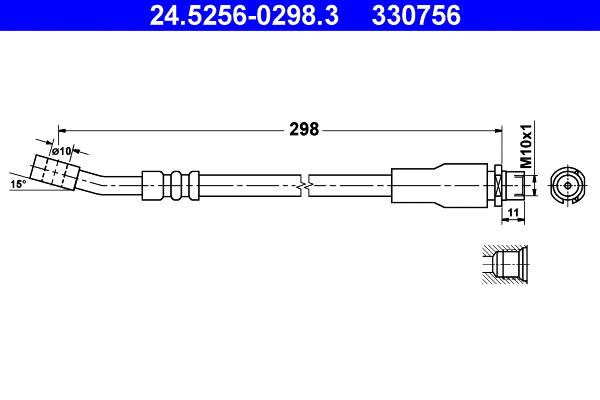 24.5256-0298.3 ATE Тормозной шланг (фото 1)