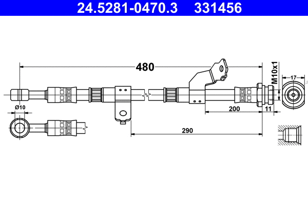 24.5281-0470.3 ATE Тормозной шланг (фото 1)