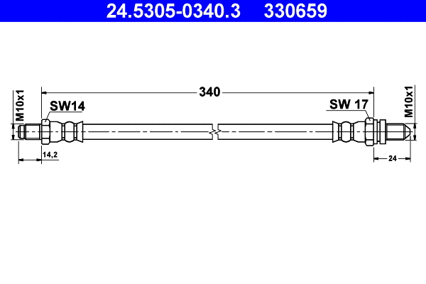 24.5305-0340.3 ATE Тормозной шланг (фото 1)