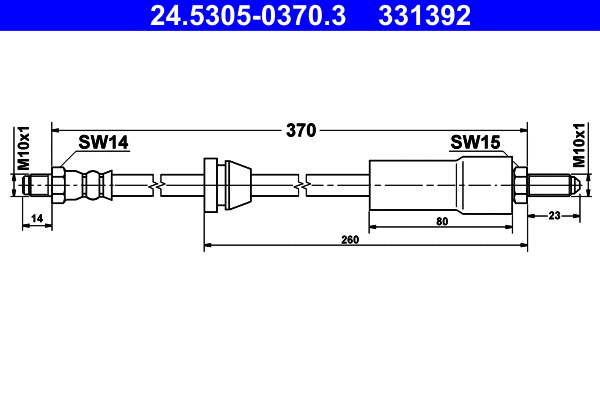 24.5305-0370.3 ATE Тормозной шланг (фото 1)
