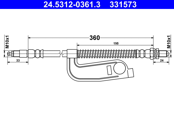 24.5312-0361.3 ATE Тормозной шланг (фото 1)