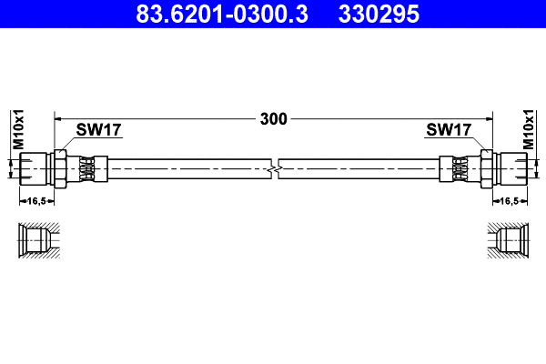83.6201-0300.3 ATE Тормозной шланг (фото 1)