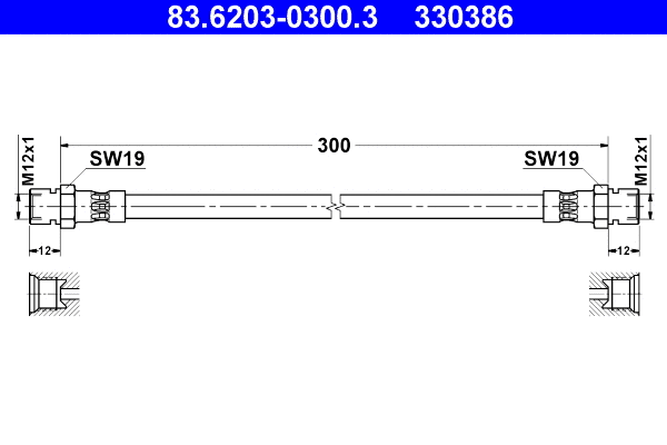 83.6203-0300.3 ATE Тормозной шланг (фото 1)