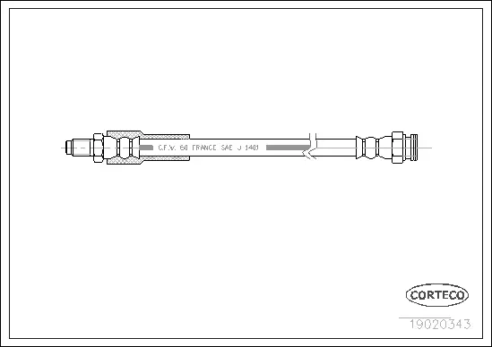 19020343 CORTECO Тормозной шланг (фото 1)