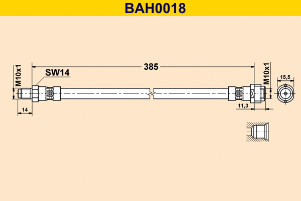 BAH0018 BARUM Тормозной шланг (фото 1)